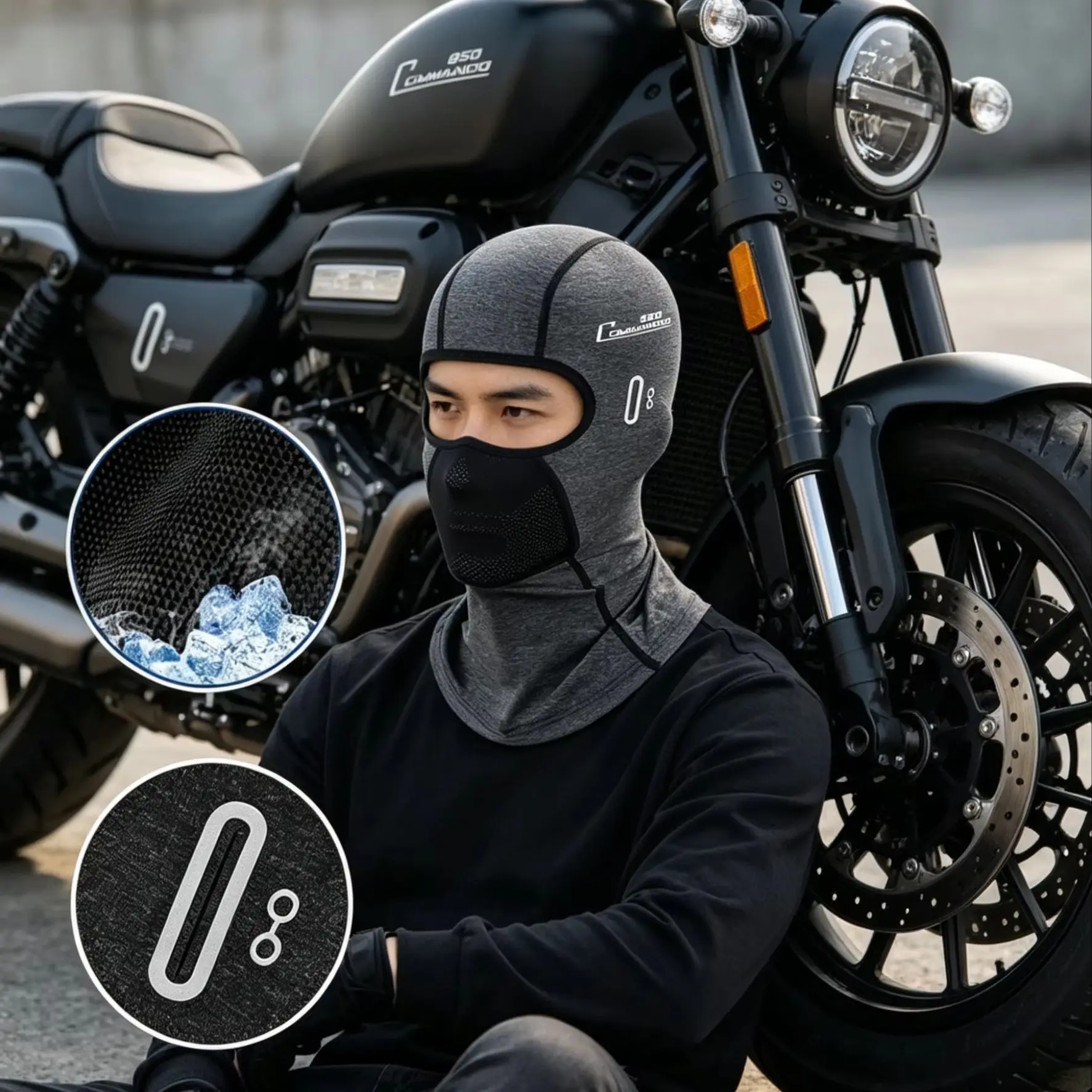 

For Norton Commando 850 Roadster/Interstate/JPS – Soft Breathable Full Face Mask, Multi-Purpose Motorcycle Liner & Tactical Cap
