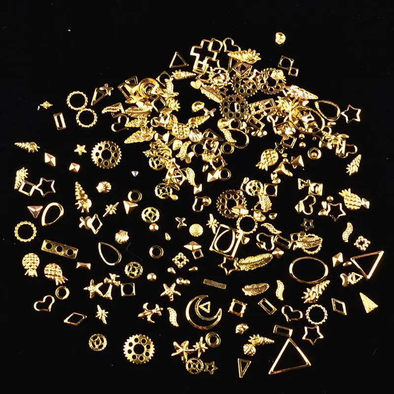 ​120Pcs Mixed Steampunk Golden Metal Moon Star Cogs Gear Conch Pineapple Charm UV Frame Resin Jewelry Fillings Art Crafts