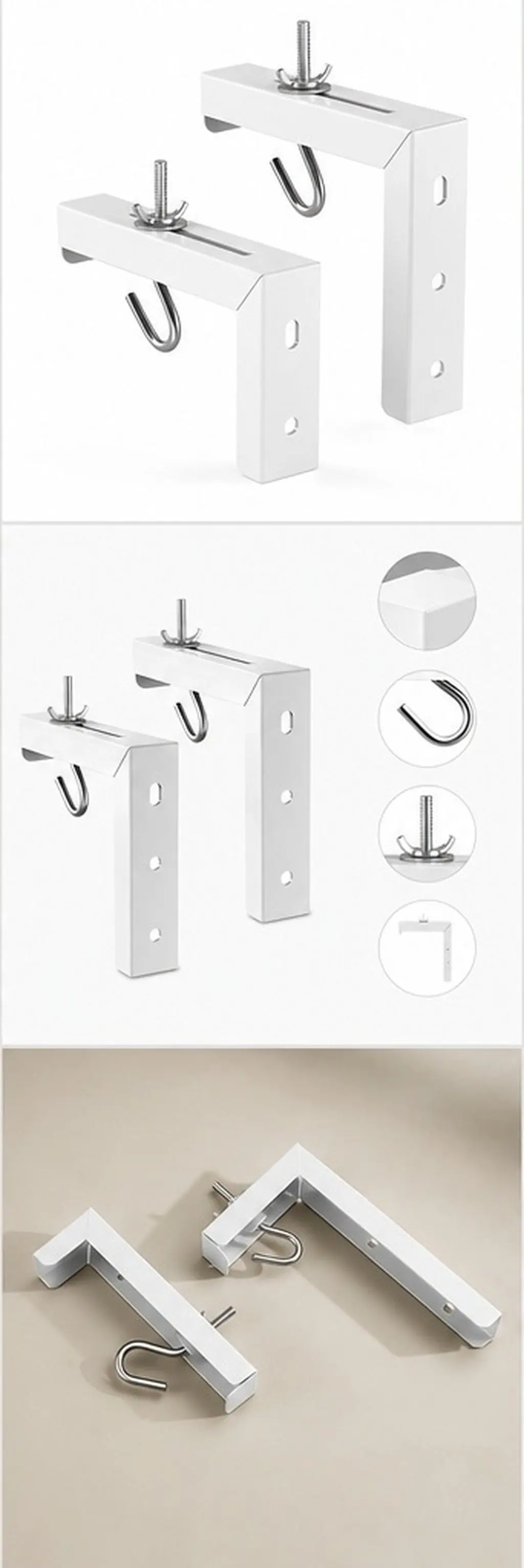 1Set L-Shaped Projector Screen Bracket Heavy Duty Steel Wall Mount Bracket for Home Office Theater Easy Install Rust Resistant