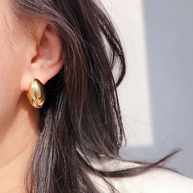 Foxanry Prevent Allergy Ellipse Geometric Hoop Earrings For Women Girls Minimalist Classic Trendy Elegant Birthday Jewelry Gifts