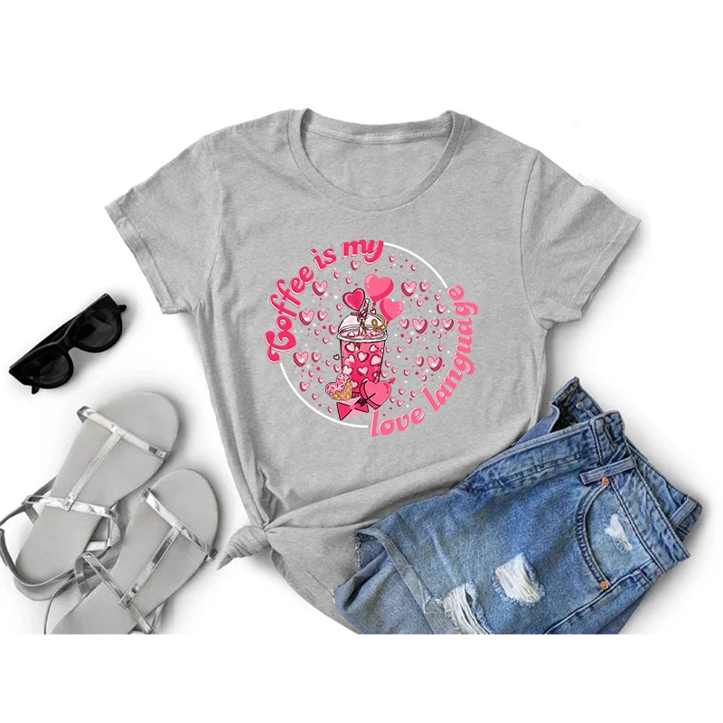 DIY Design Valentine\'s Day Iron On Heat Transfer Love Patch T Shirts Drink Snacks Coffee DTF Transfer Sticker Kisses Clothing