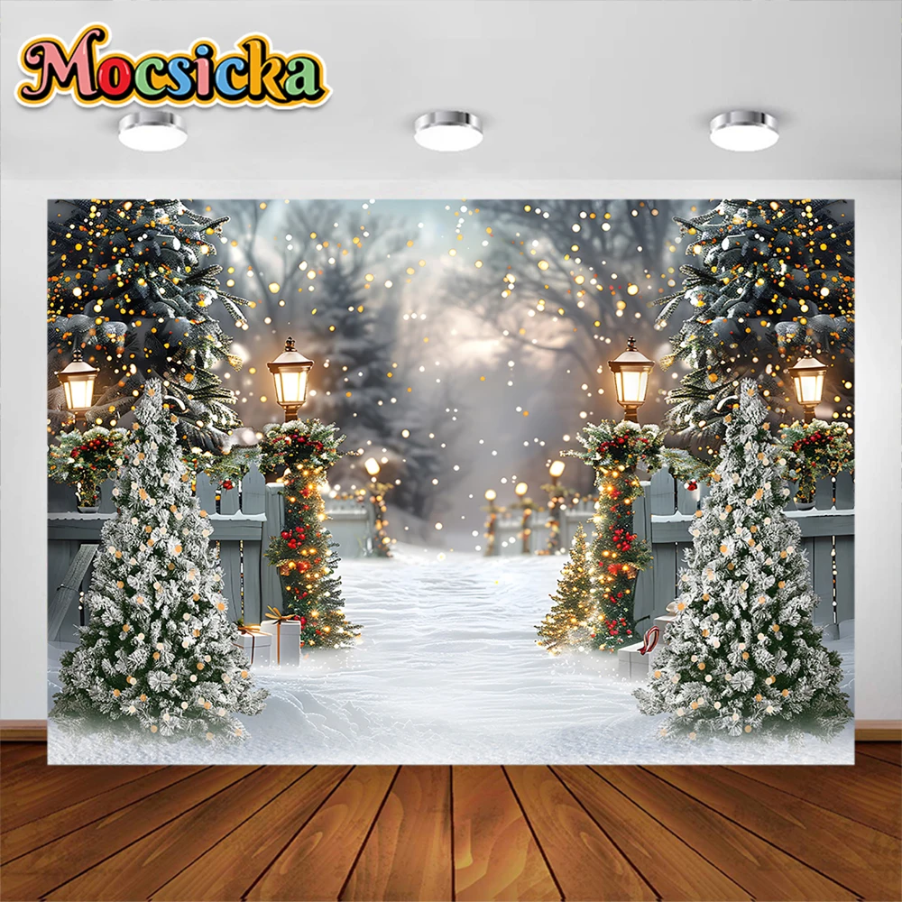 Christmas Photography Backgrounds Winter Snow XmasTree Farm Backdrop Kids Baby Cake Smash Birthday Decorations Studio Props