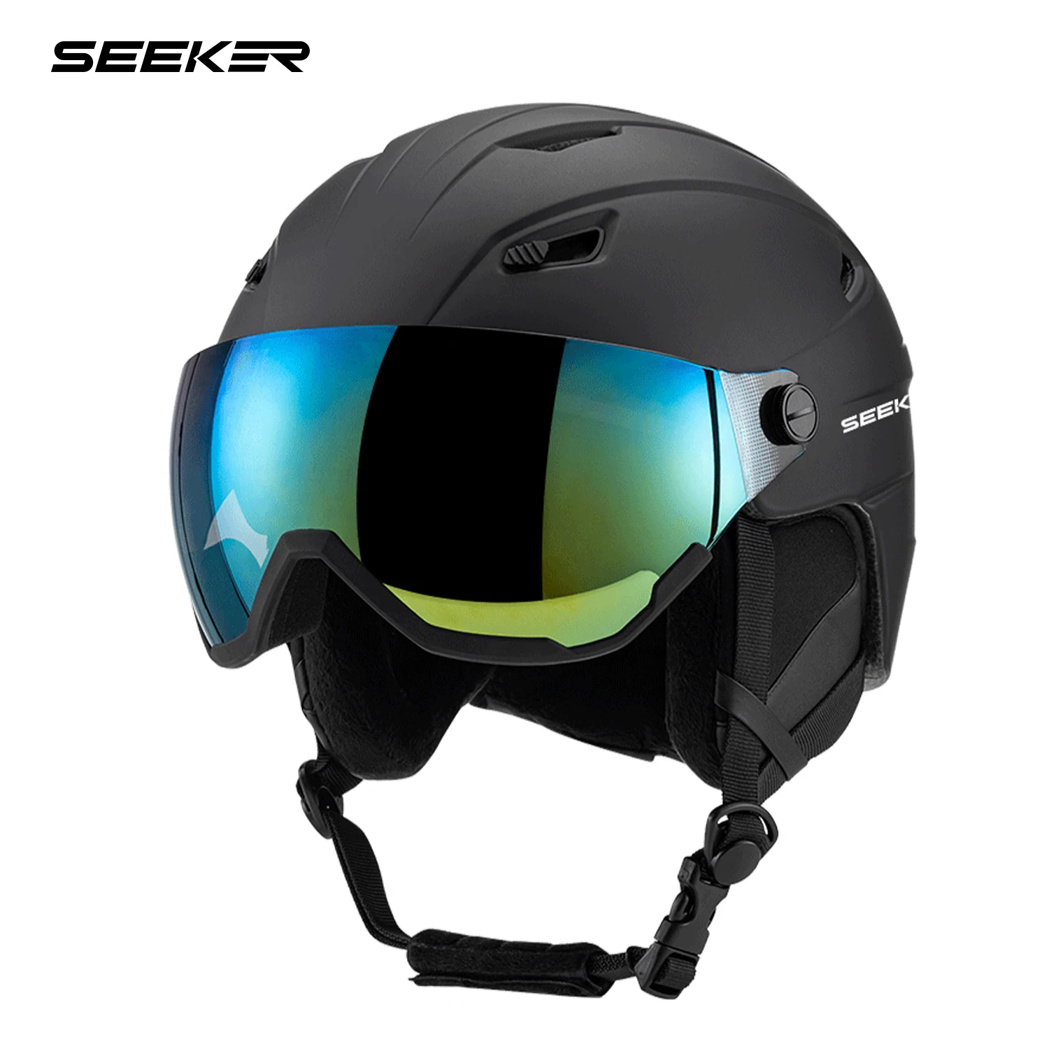 SEEKERAdult Ski Helmet And Snow Goggles All-In-One Winter Outdoor Sports Snowboard And Double Board Ski Helmet For Men And Women