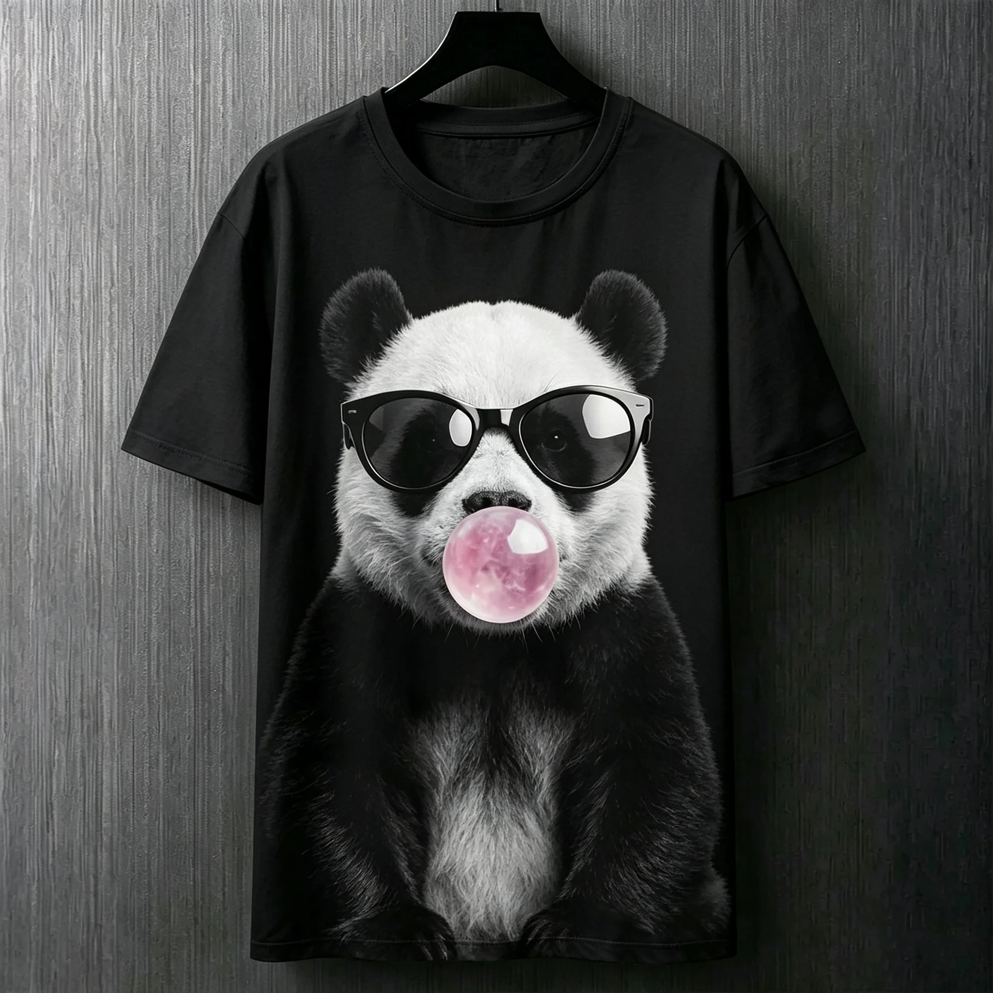 Men's Funny Panda Blowing Bubbles Pattern Short Sleeve T-Shirt Fashion Cool Party Daily T Shirt Casual Outdoor Crew Neck Y2k Top