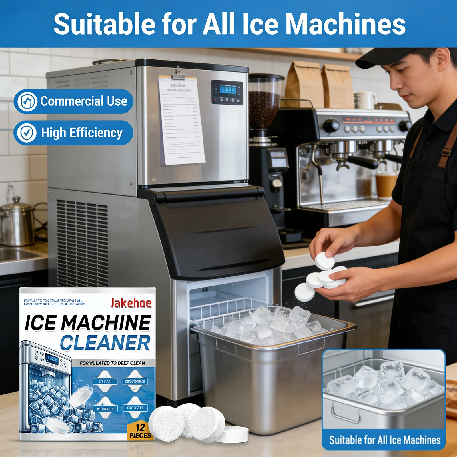 

Ice Maker Cleaning Sheet Thoroughly Cleaning Pipeline Interior Quickly Dissolving Scale Reduce Stain Residue Ice Machine Cleaner
