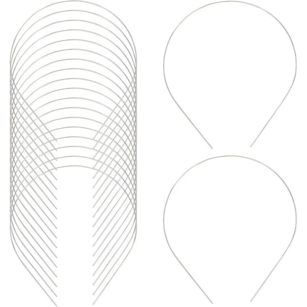 30Pcs 1mm Wide Silver Thin Plain Blank Metal Headbands Wire Hair Bands Hair Hoop Smooth Metal Base Holder Clasp for Women Men