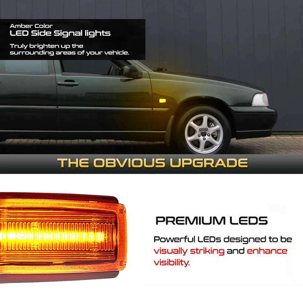 1 Pair For Volvo S40 V70 V40 850 240 740 C70 940 S70 S90 960 760 780 260 LED Front Side Marker Turn Signal Indicator Lamps Light