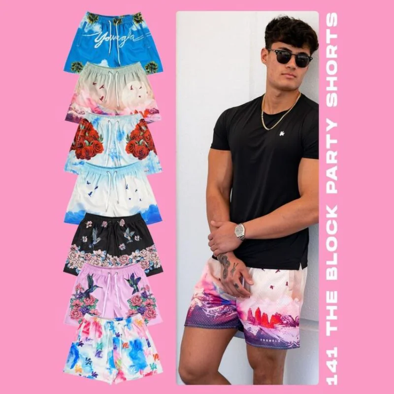 

Men's Casual Printed Shorts Fitness Workout Sport Mesh Ventilation Shorts Stretch Quick-Dry Pants