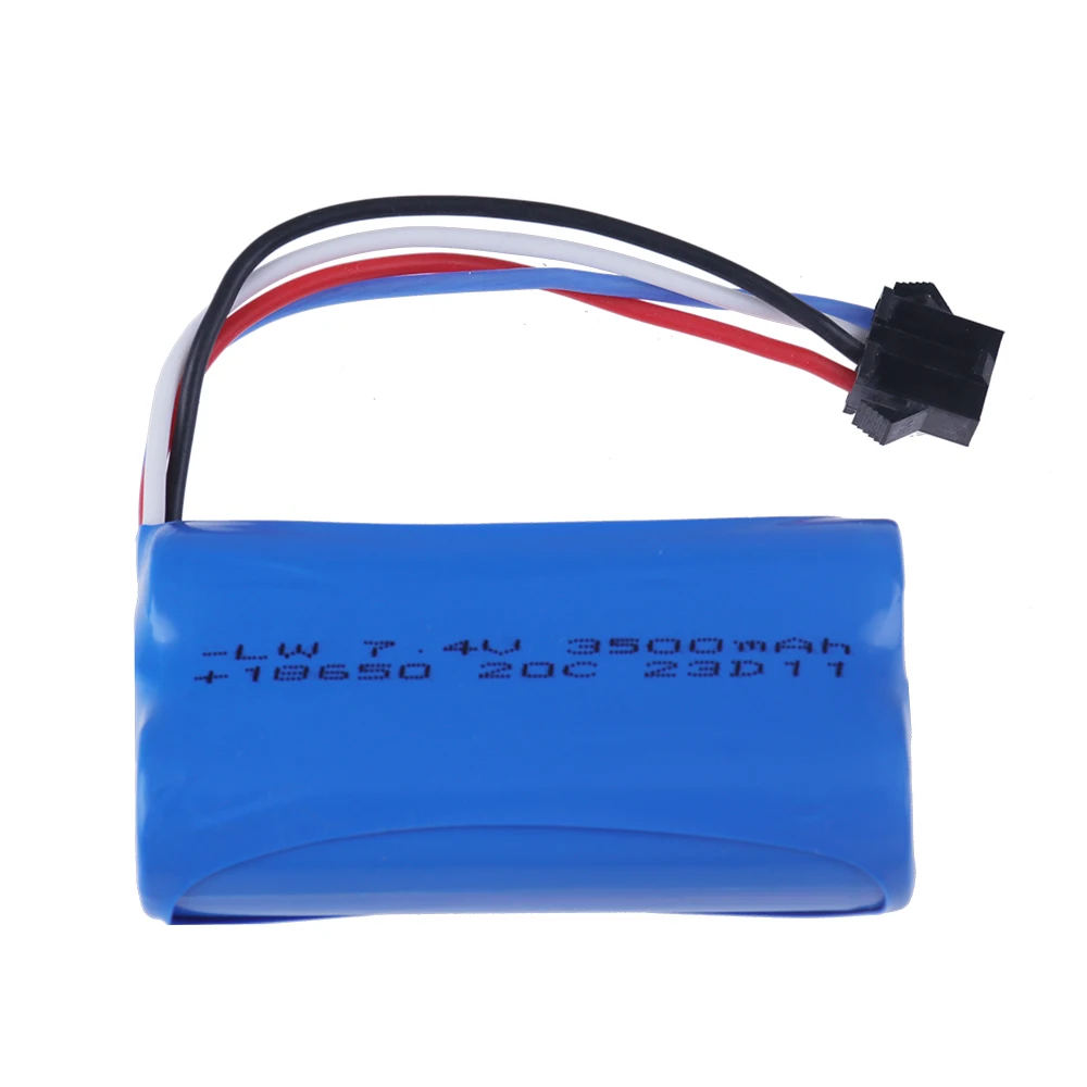 Batería de iones de litio 18650 7,4 V 3500mAh con enchufe SM4P y cargador USB para Udi007 Udi001 UDI002 UDI902 HJ806 960 961 962 RC Car Boats