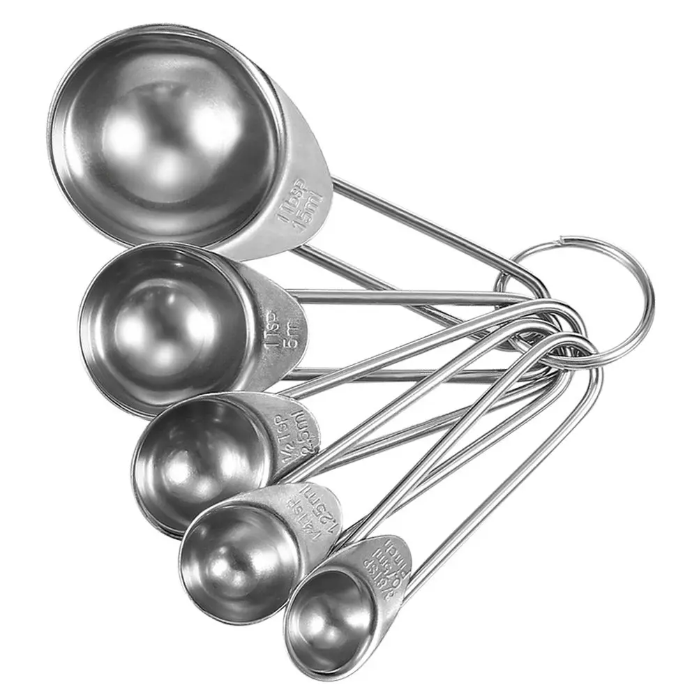 5-Piece Measuring Spoons Set Stainless Steel Stackable Nested Engraved Non-Fading for Baking Cooking Chefs Home Kitchen