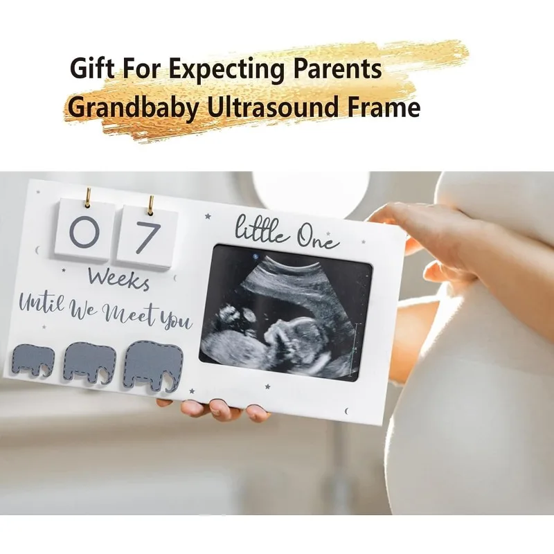 Sonogram Picture Frame, Ultrasound Photo Frame with Baby Countdown Weeks Baby Announcement Nursery Decor Gift for Pregnant Women