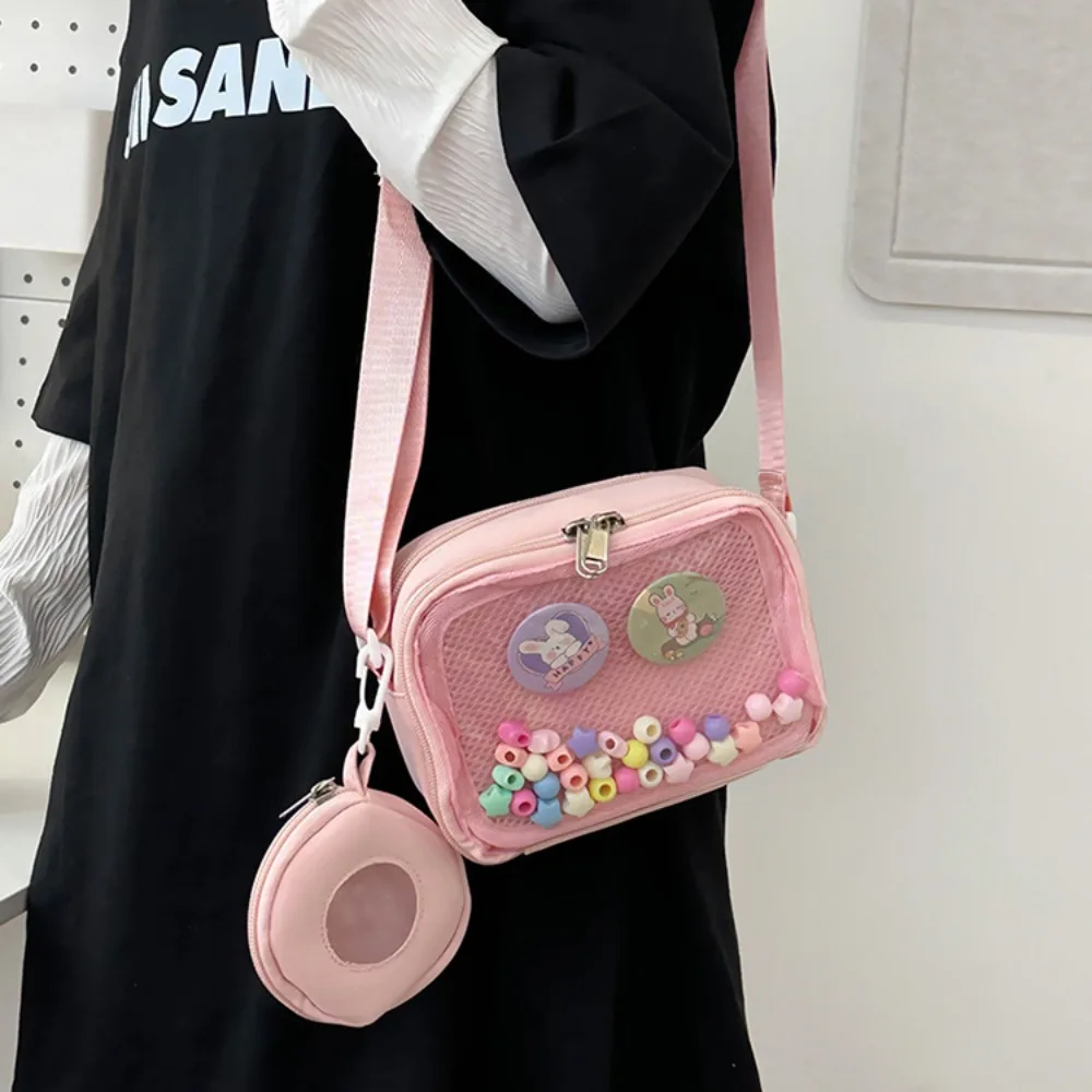 Tracolla larga Mini borse a tracolla Ita Tasca in rete Borsa Ita trasparente portatile Mini borsa a tracolla colorata per telefono