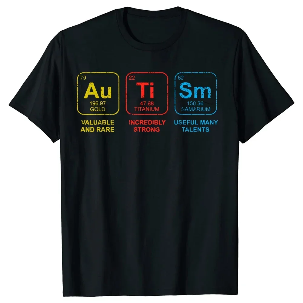 

Gifts Summer T-shirt Mens Clothing Funny Autism Awareness Periodic Table T Shirt Graphic Cotton Streetwear Short Sleeve Birthday