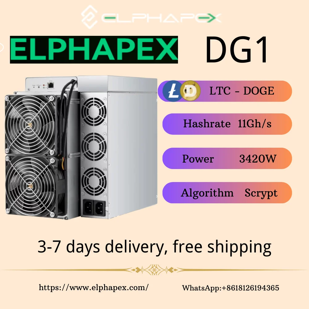 Elphapex DG1 11G 13.8G 14G 3420W Litcoin Mining Dogecoin Miners Crypto Hardware Scrypt Algorithm