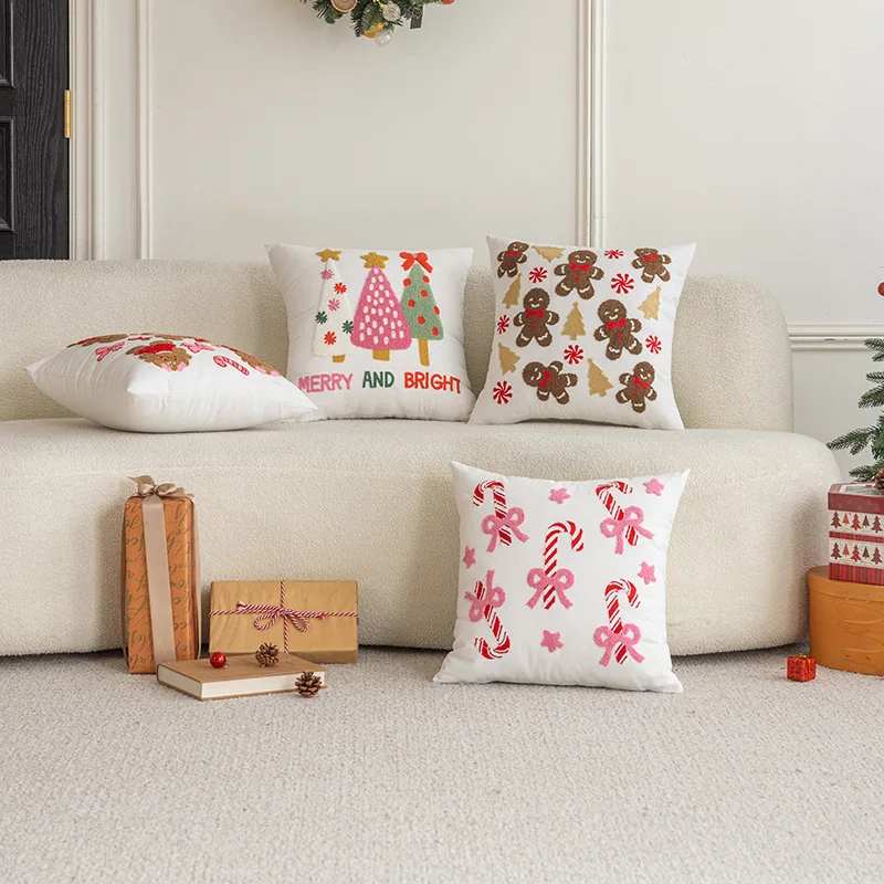 Christmas Supplies Cushions Cover Home Christmas Decoration Embroidery Tufted Snowflake Pillow Cover for Living Room Sofa Party view 4