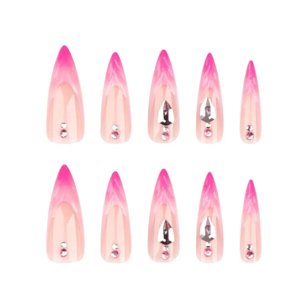 24pcs Manicure Lange Amandel Kunstnagels Ballerina Rode Vlam Nep Nials Stiletto Halloween Botten Franse Nail Tips Vrouwen