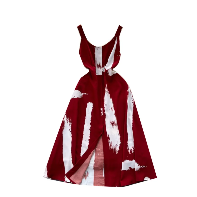 Boho Vintage Chic Frauen Sommer Blumendruck langes Kleid sexy Spaghettiträger Split Kleider elegante Tunika Strandurlaub Vestidos