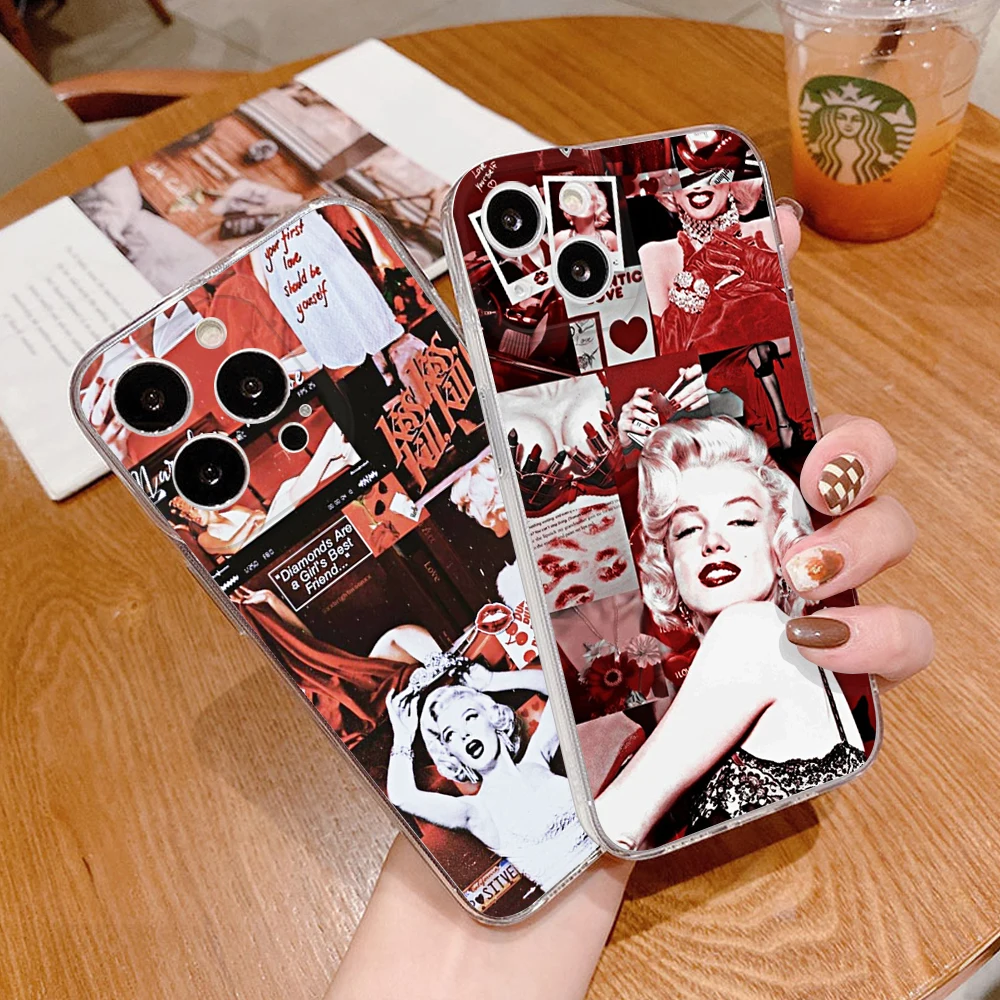 For Iphone 14 INS fashion We love Marylin Monroe Phone Case FOR IPhone 14 13 Pro 13 Pro MAX XR XS MINI Transparent Covers