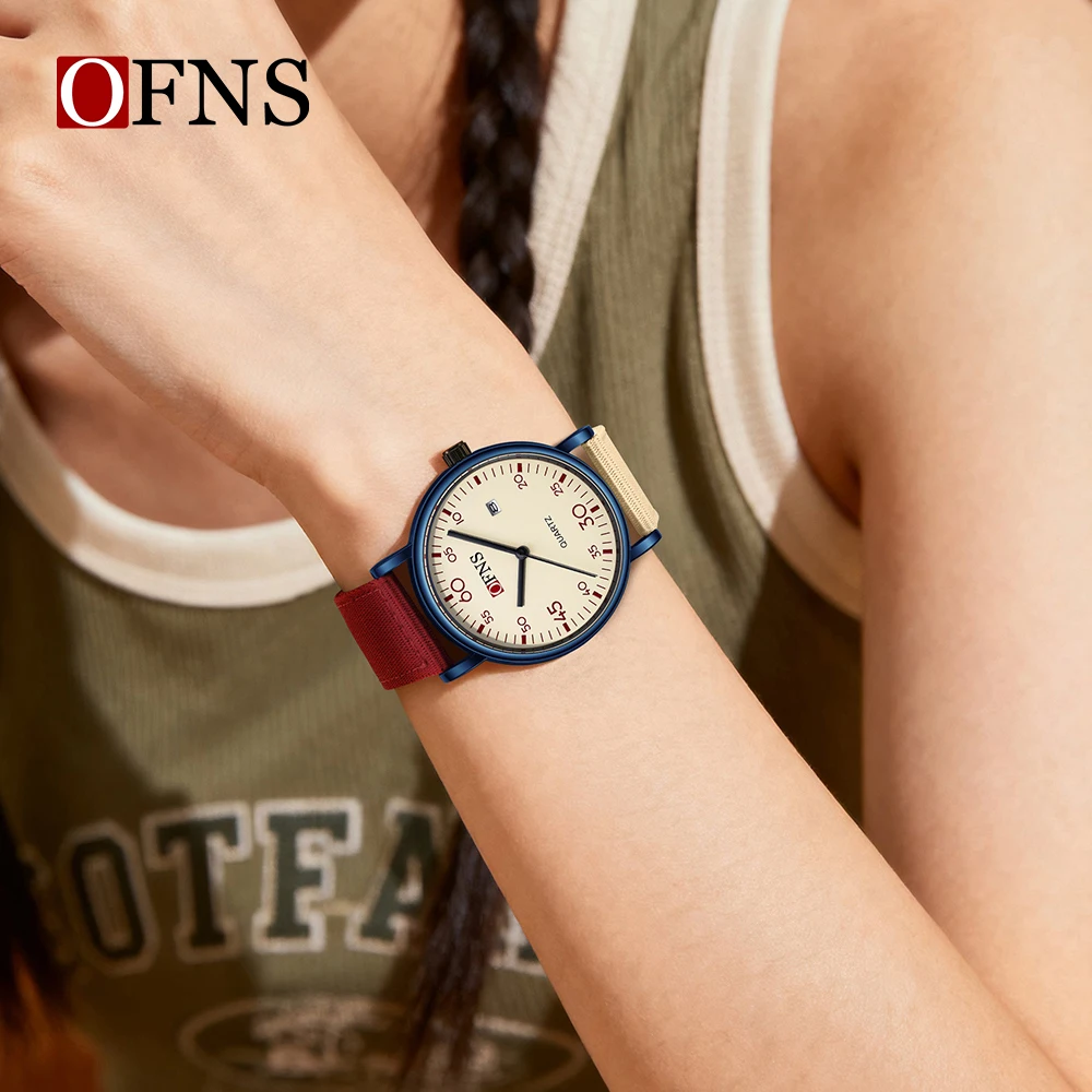 OFNS 1593 Student Watch Calendar 3ATM Waterproof, Lightweight, Retro, Color Contrasting, Lightweight, Durable, Large Numbers