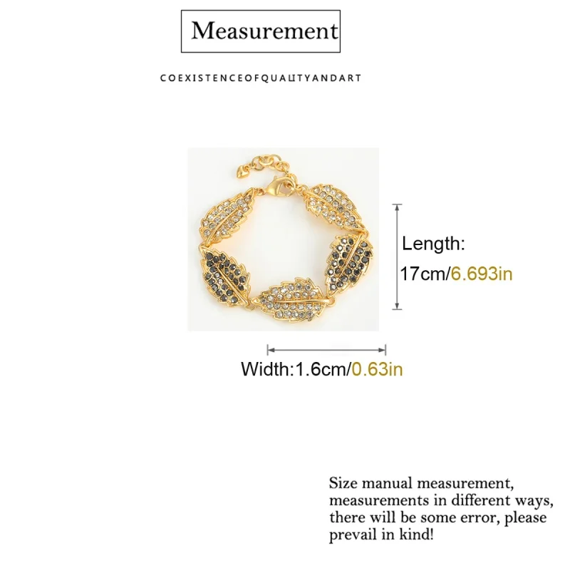 Vintage Gold Plated Bracelets Leaf Black Rhinestone Woman Charms Luxury Chain Girlfriend Gift Party Wedding Accessories 2025