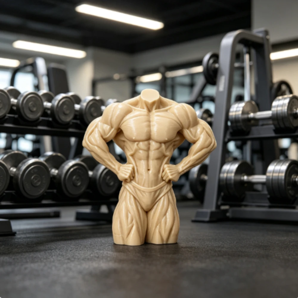 Muscular Male Torso Statue 3D Printed Bodybuilder Bust Figurine Human Anatomy Art Model Desktop Ornament Home Office Table Decor