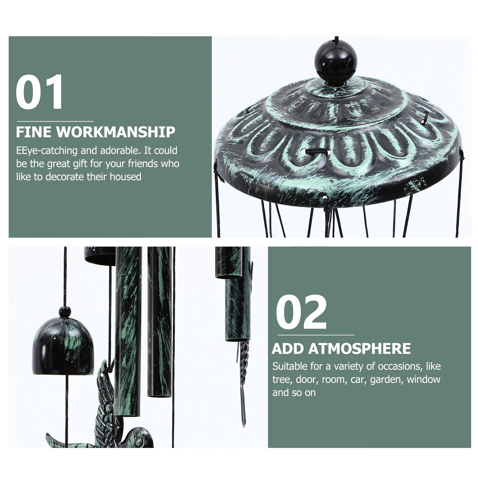 

Home Decor Hummingbird Wind Chimes Pendant Outdoor Wind-Bell Commemorate Green Window Hanging Ornament