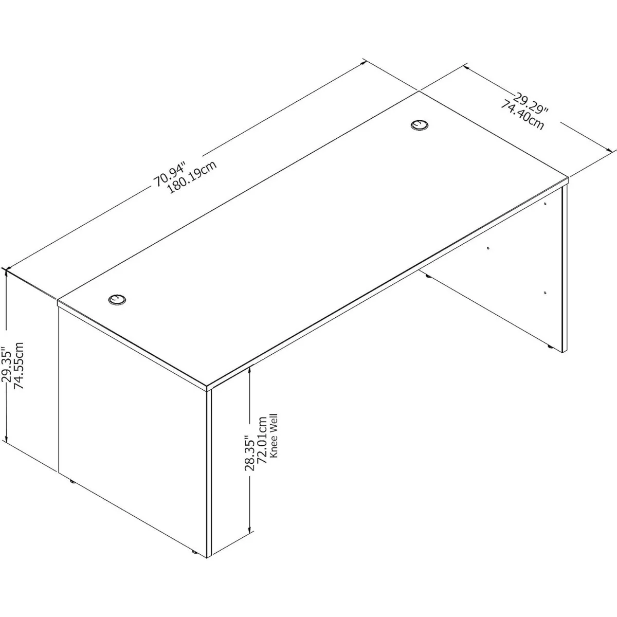 Mesa de ordenador para el hogar o espacio de trabajo profesional, muebles de negocios, estudio C, escritorio de oficina, 72W x 30D, gris platino