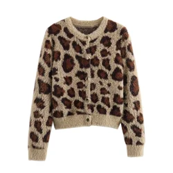 New Women's Clothing With European And American Style, Casual And Fashionable Jacquard Artificial Fur Effect Knitted Jacket