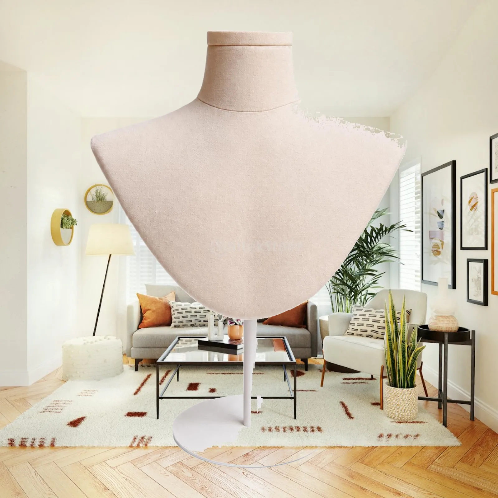 Freestanding Display Bust Form for Accessories with Adjustable Height Metal Support