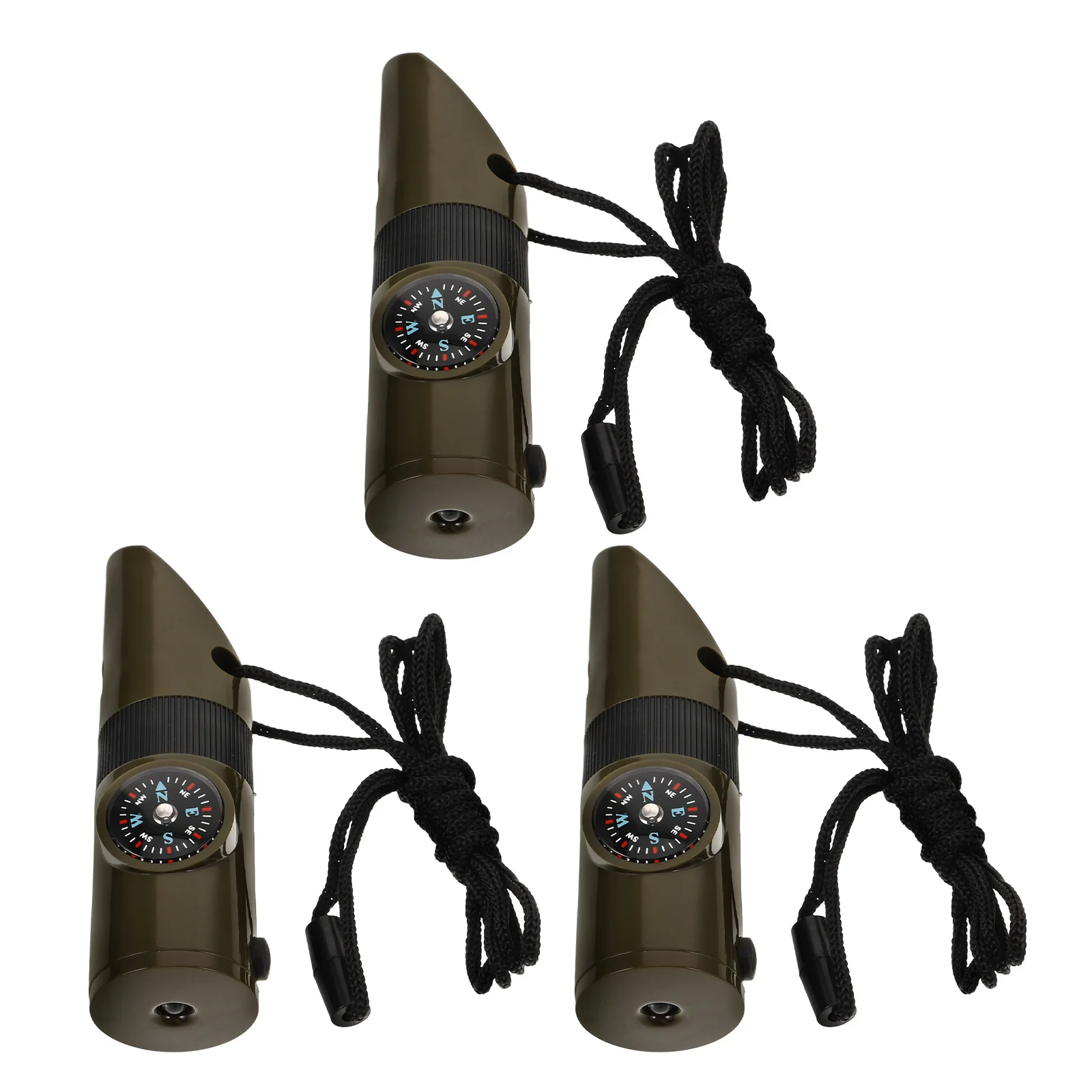 3 قطعة صفارة إنقاذ خارجية متعددة الوظائف للتخييم في حالات الطوارئ صافرة أمان مصباح يدوي بوصلة ملحقات إنقاذ الإشارة