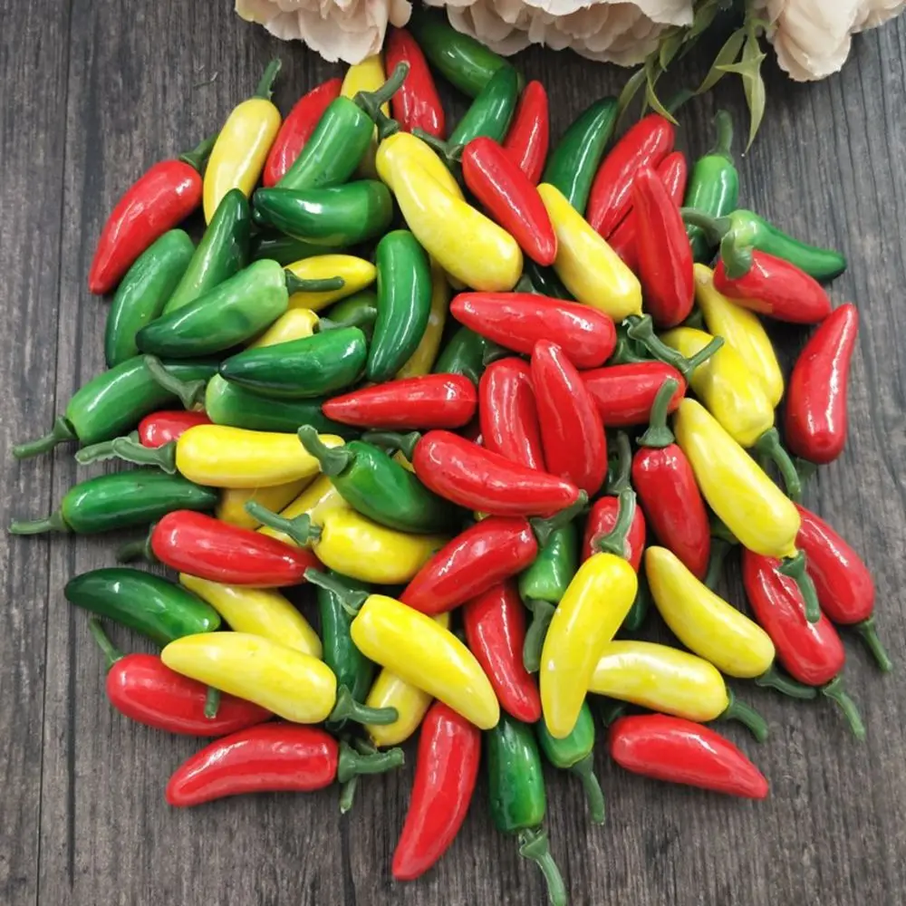 10 PCS Artificial Plastic Simulation Chili Pepper Plants Corsage Putting Fruit Vegetables For New Year's Home Decoration