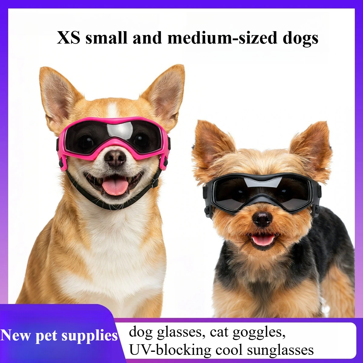 Pets Supplies Dog Glasses Cat Goggles UV-blocking Cool Sunglasses XS SIZE Adjustable Straps Outdoor Protection Pet Accessories