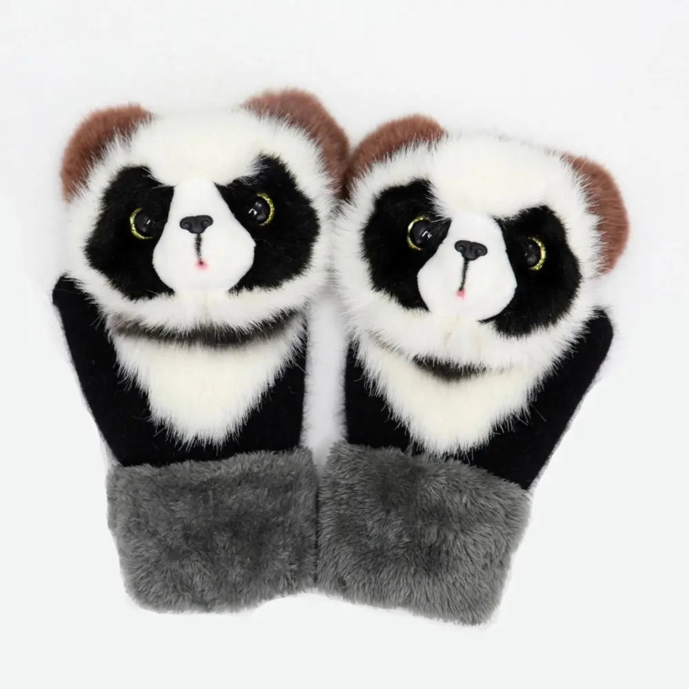 New Fleece Lined Warm Winter Gloves Animal Pattern Thickened Gloves Korean Style Animal Gloves Accessories