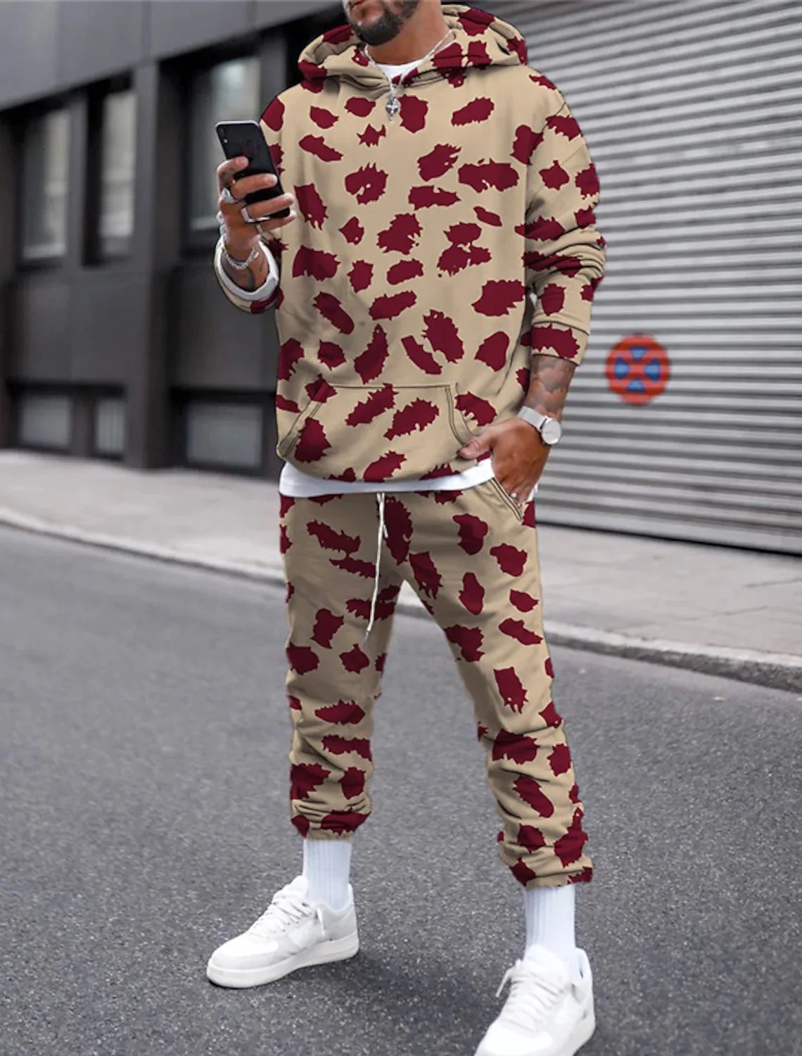 Stippen 3D Gedrukt Hoodie Pak Herfst Mannen Casual Sweatshirts Hoodies Joggingbroek Mode Tweedelige Trainingspak Set Man Kleding