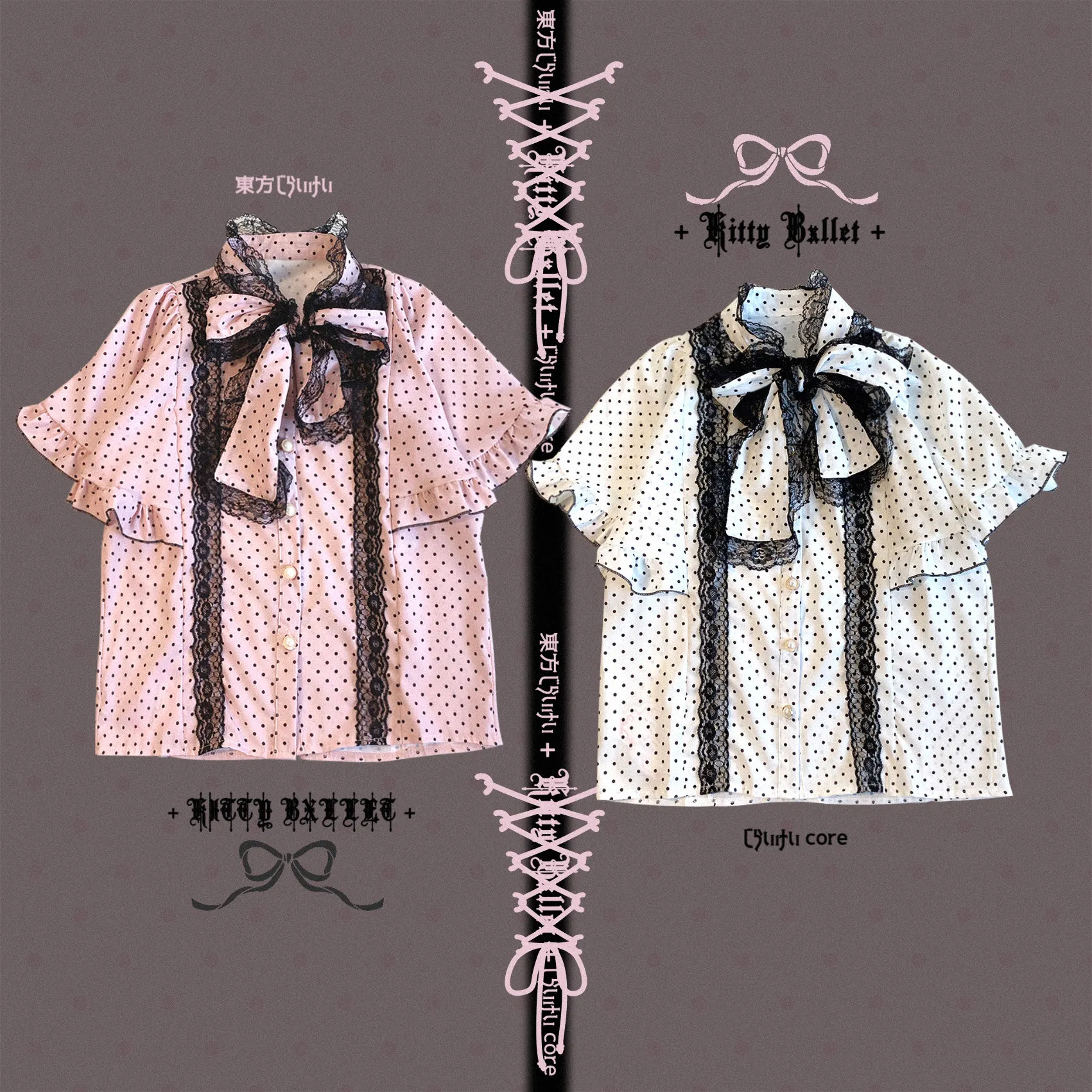 

Original Japanese Chiffon Lace-up Bowknot Polka Dot Sleeveless Shirt Lace Shawl Spring New Casual Sweet Blouse Women Y2k Top