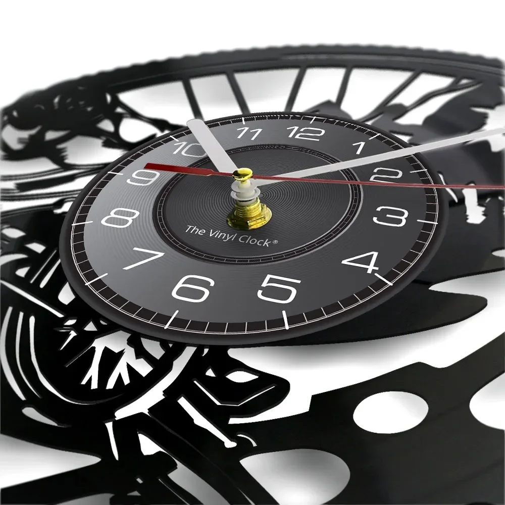Mountain Bike Vinyl Record Wall Clock Extreme Cycling Silent Clock Biking Art MTB Bicycle Vintage Album Longplay Man Cave Watch