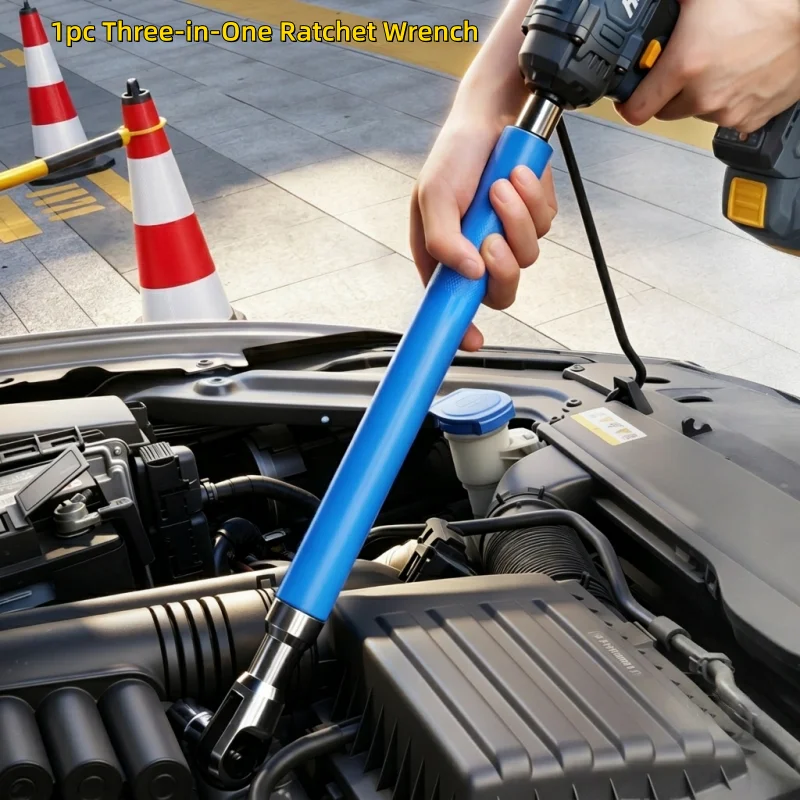 3-in-1 Long Handle Ratchet Wrench, 1/2