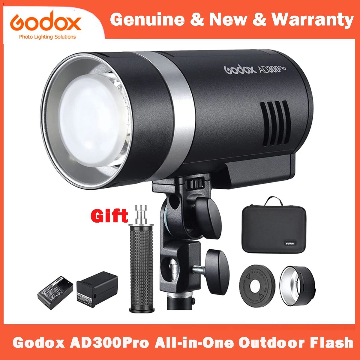 GODOX AD300 Pro Outdoor Flash Strobe for Canon Sony Nikon Fuji Olympus Panasonic 2600mAh Lithium Battery for Photography