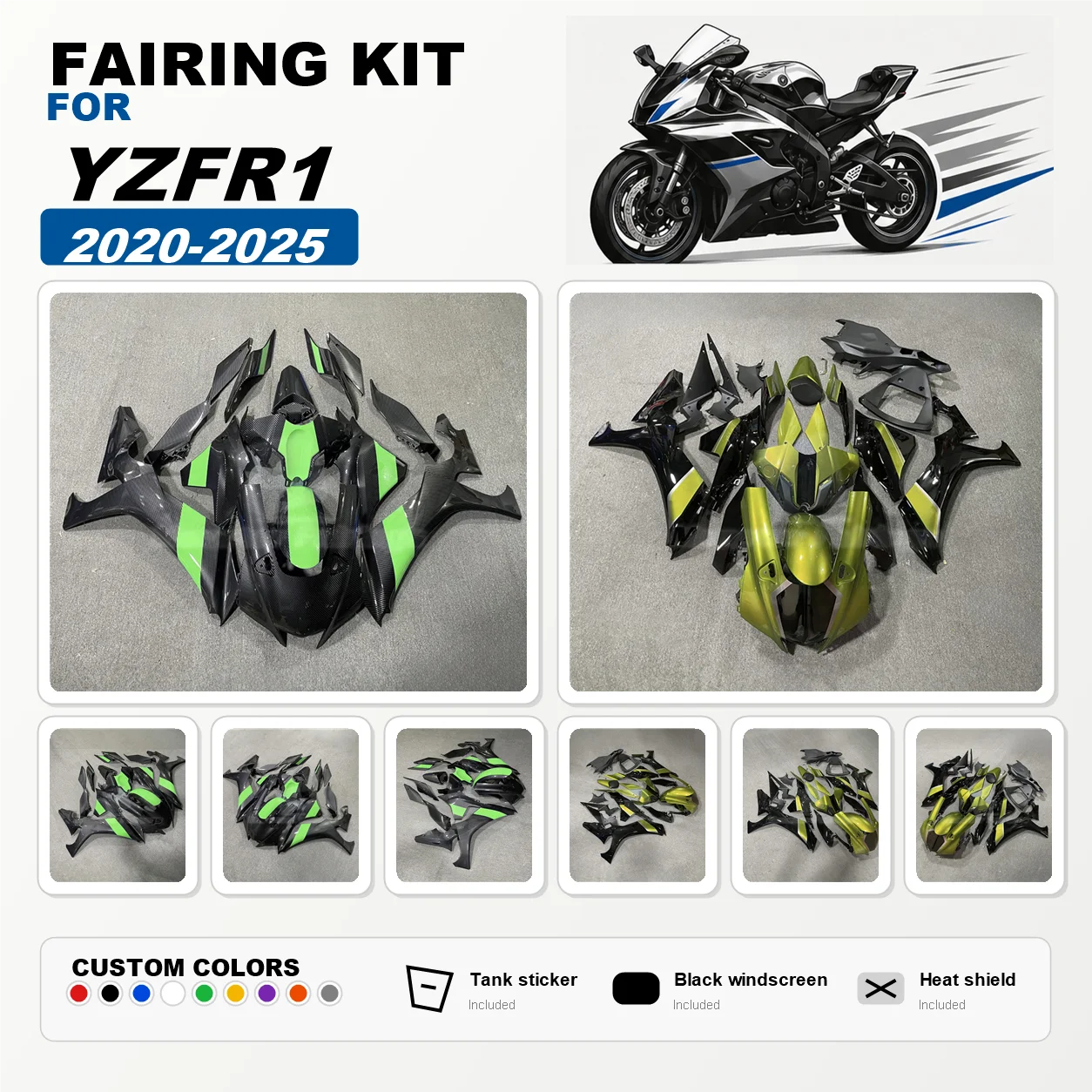 YZFR1 2020-2025 Body Works Cover Fairings for YAMAHA 20-25 YZF R1 Motorcycle Fairing Set Bodywork Panel Kit Fit