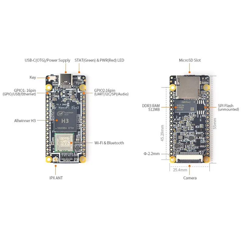 NanoPi DUO2 512M Allwinner H3 Cortex-A7 WiFi Bluetooth module