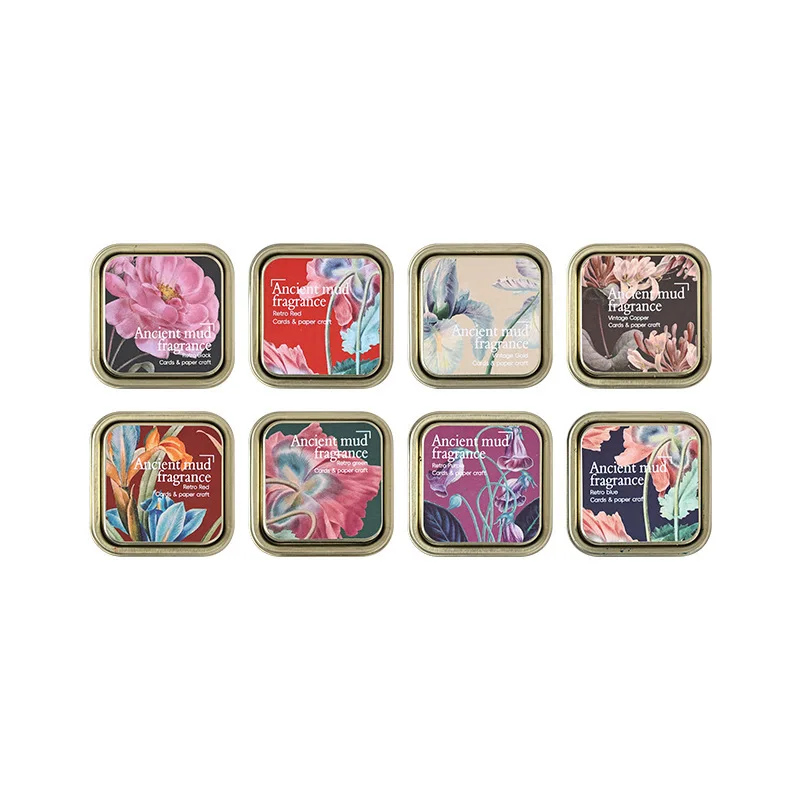 JIANWU Ancient Mud Fragrance Series Vintage Iron Box Material Collage Ink Printing Inkpad Creative DIY Journal Stationery view 5