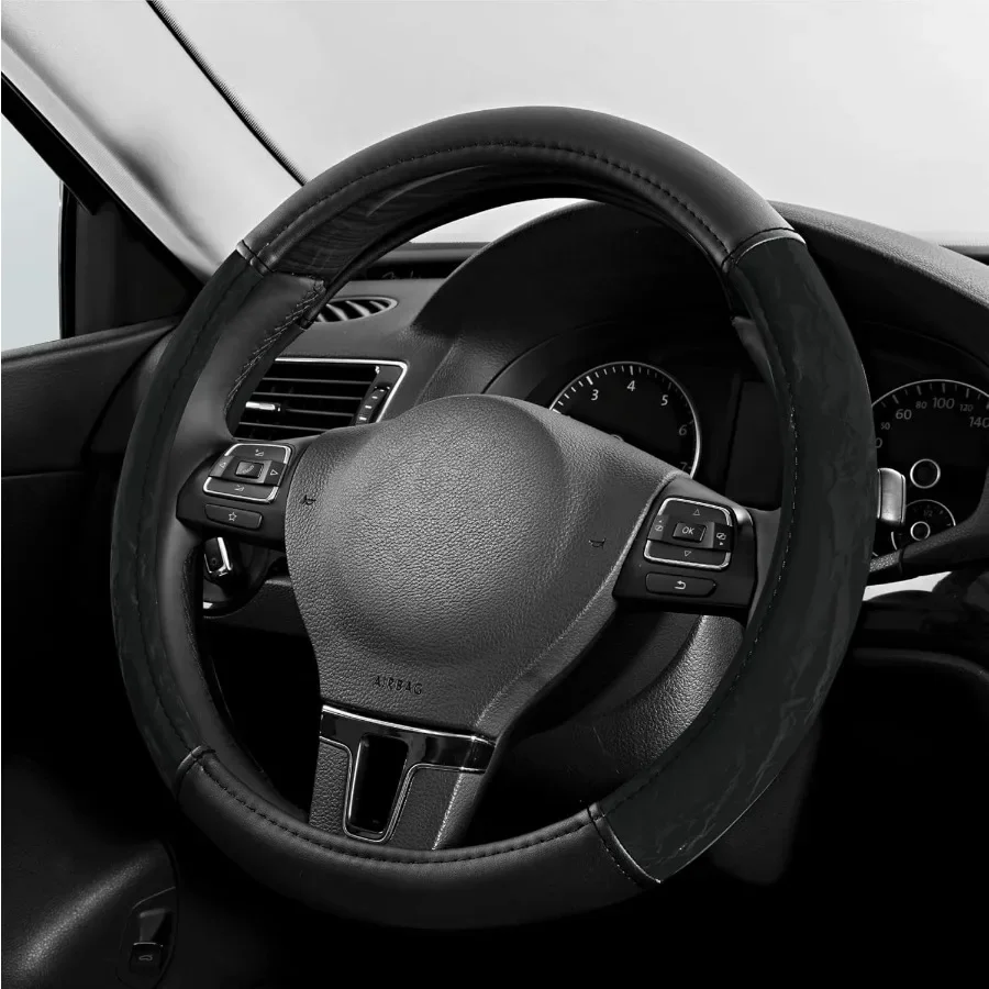 Steering Wheel Cover Silk Grain Leather Car Steering Wheel Protector Comfortable Grip Universal 14.515.5 Inch AntiSlip Steering