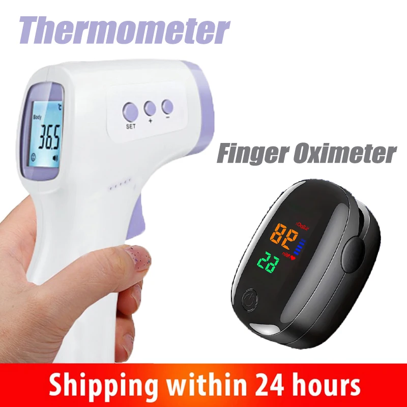 Non‑Contact Infrared Forehead Thermometer or Fingertip Pulse Oximeter,Digital Health Device for Body Temperature/Blood Oxygen