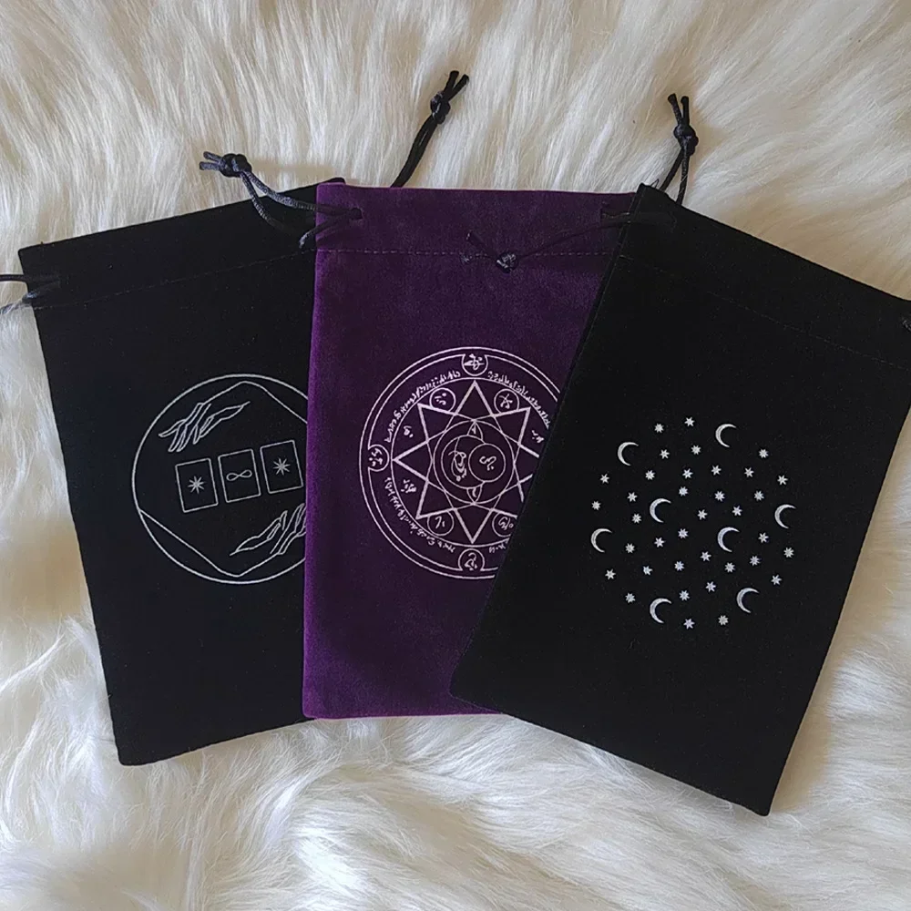 1/2pcs Witch Board Game Cards Embroidered Drawstring Bag Witchcraft Velvet Pentagram Tarot Card Storage Bag Games Table Sports