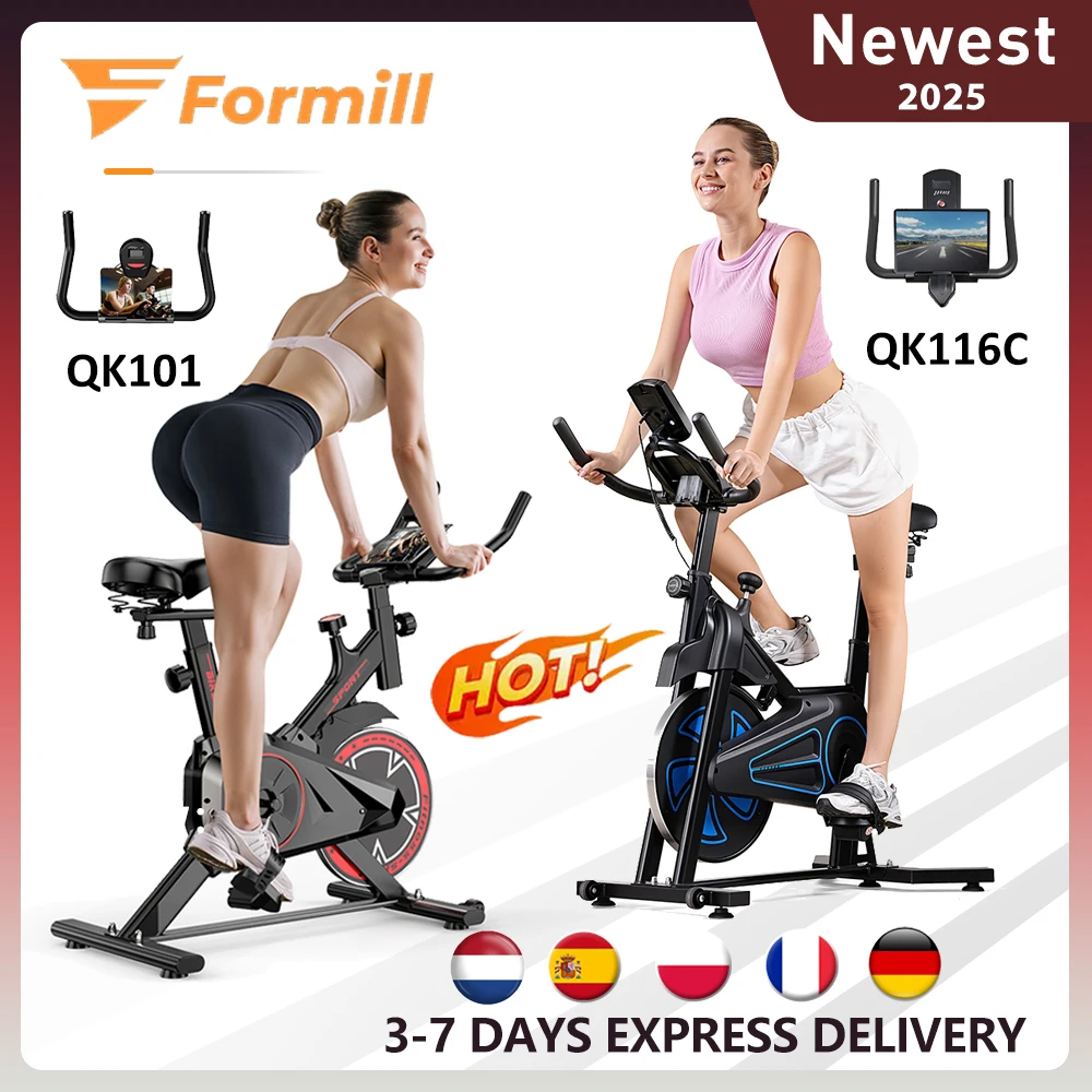 Juego de bicicleta giratoria de interior para fitness en casa, transmisión por correa silenciosa, resistencia ajustable, pantalla electrónica, perfecto para entrenamiento cardiovascular