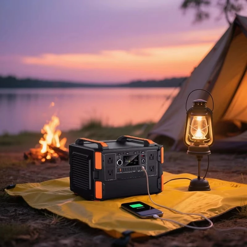

Portable 1200 watt power station with LED flashlight Pure sine wave lithium ion battery for emergency solar and automobile