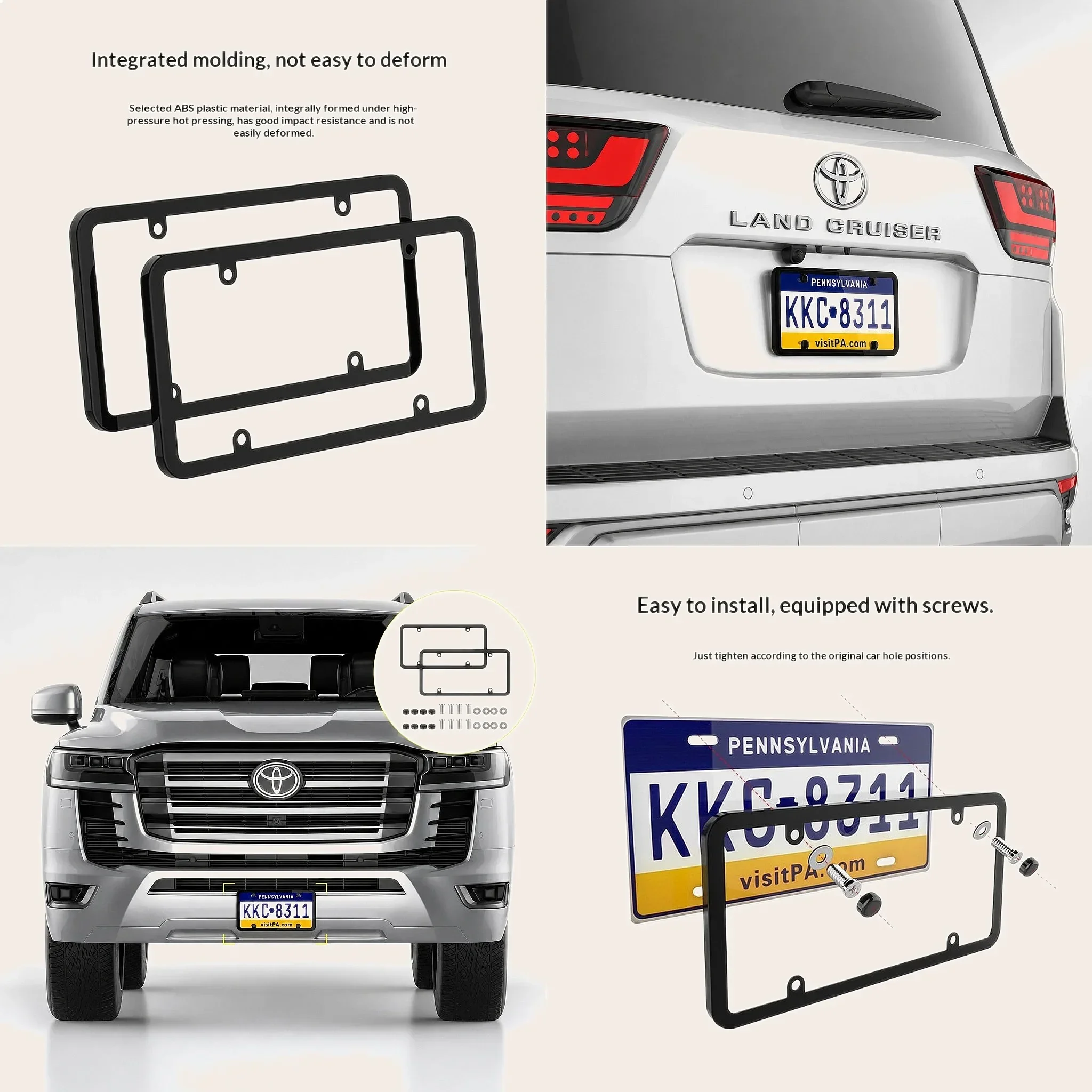 Car Tag Frame Protector with Screw Caps Cover Kit Transparent License Plate Holder Frame Clear License Plate Frame Shield