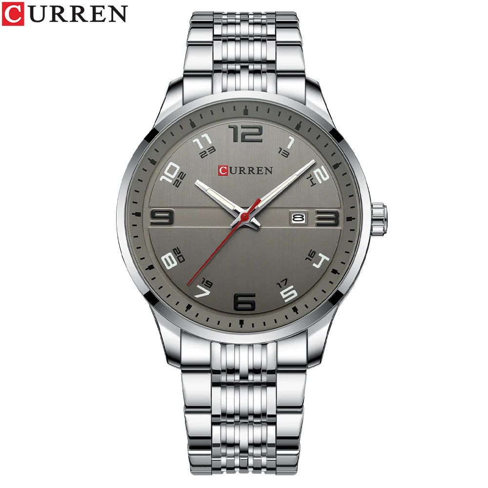 Top marca de luxo curren moda masculina casual negócios relógios relógio de quartzo masculino pulseira de aço inoxidável relógio de pulso relogio