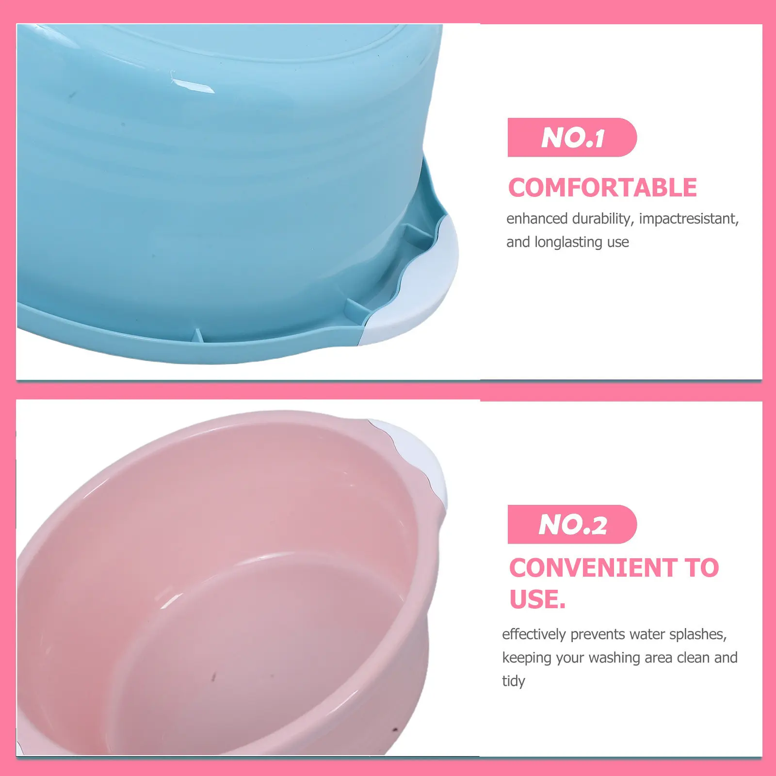 2Pcs Plastic Deep Heavy Duty Plastic Washing Basin For For Bathroom For Men Thickened Design Anti Splash Facial