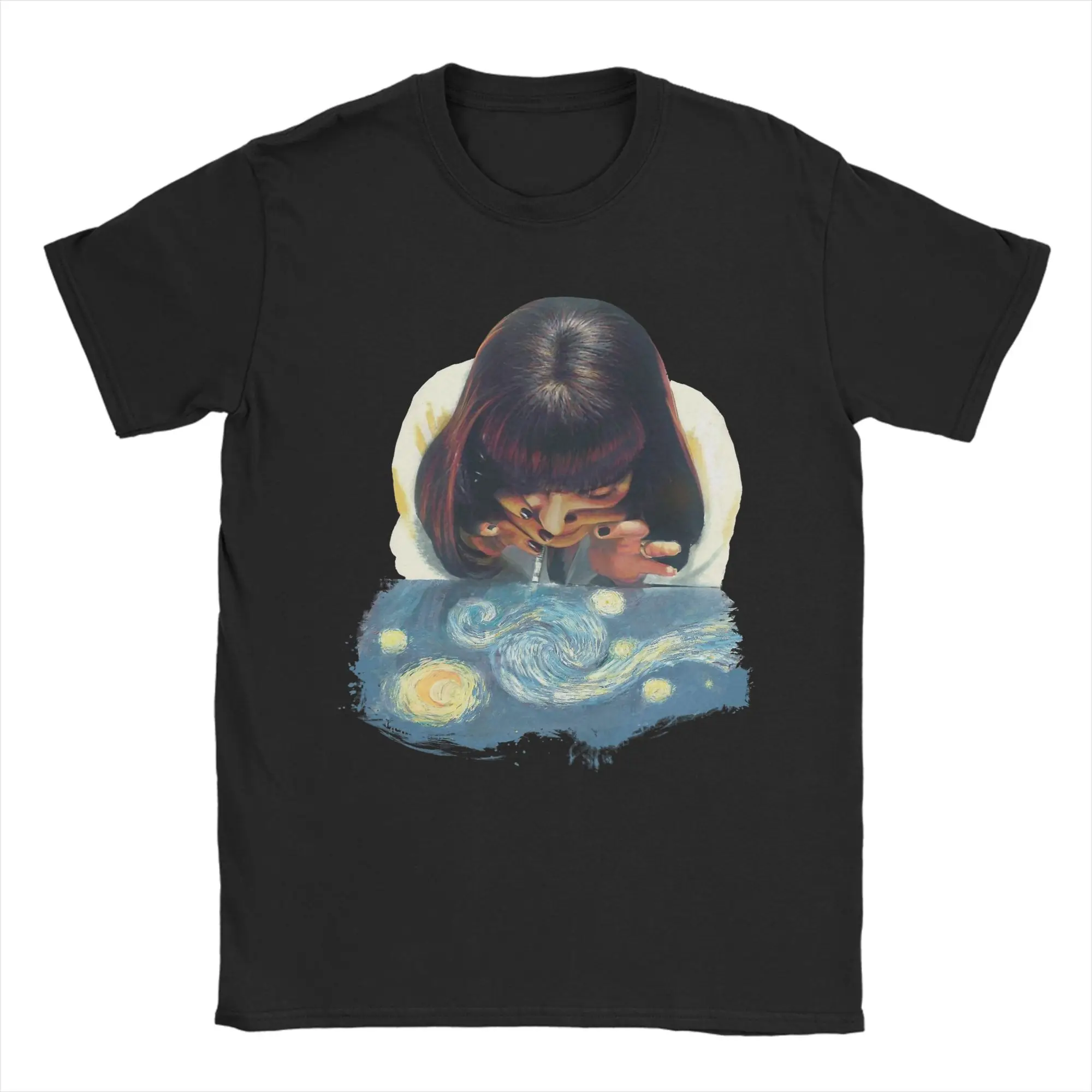 Mia Wallace StarryNight Pulp Fiction T Shirt Men Cotton Cool T-Shirt O Neck  Tee Shirt Short Sleeve Clothes Plus Size